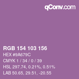 Color code: RGB 154 103 156 | qconv.com