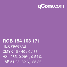 Color code: RGB 154 103 171 | qconv.com
