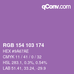 Color code: RGB 154 103 174 | qconv.com
