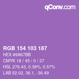 Color code: RGB 154 103 187 | qconv.com
