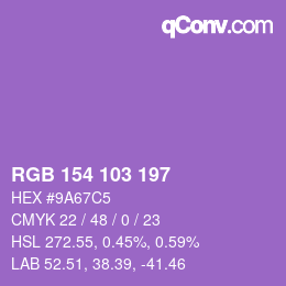 カラーコード: RGB 154 103 197 | qconv.com
