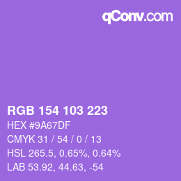 Color code: RGB 154 103 223 | qconv.com