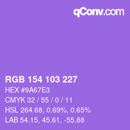 Color code: RGB 154 103 227 | qconv.com