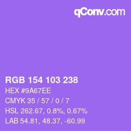 Color code: RGB 154 103 238 | qconv.com