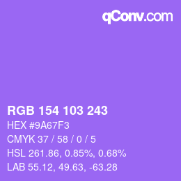 Color code: RGB 154 103 243 | qconv.com