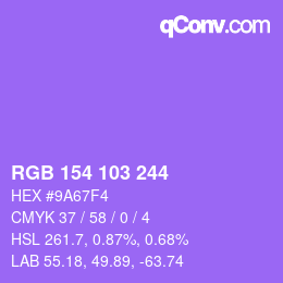 Color code: RGB 154 103 244 | qconv.com