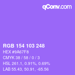 カラーコード: RGB 154 103 248 | qconv.com