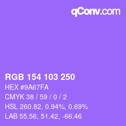Color code: RGB 154 103 250 | qconv.com