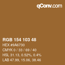 Color code: RGB 154 103 48 | qconv.com