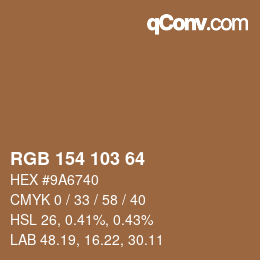 Color code: RGB 154 103 64 | qconv.com