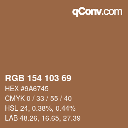 Color code: RGB 154 103 69 | qconv.com