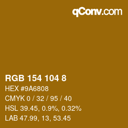 Color code: RGB 154 104 8 | qconv.com