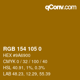 Color code: RGB 154 105 0 | qconv.com