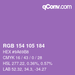 Color code: RGB 154 105 184 | qconv.com