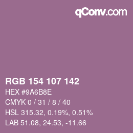 Farbcode: RGB 154 107 142 | qconv.com