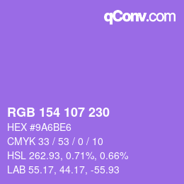 颜色代码: RGB 154 107 230 | qconv.com
