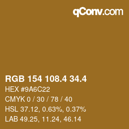 カラーコード: RGB 154 108.4 34.4 | qconv.com