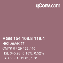 カラーコード: RGB 154 108.8 119.4 | qconv.com