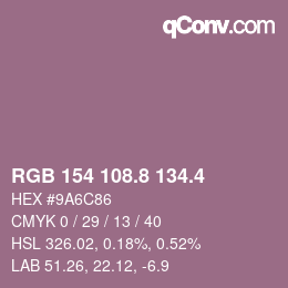 カラーコード: RGB 154 108.8 134.4 | qconv.com