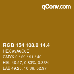 カラーコード: RGB 154 108.8 14.4 | qconv.com