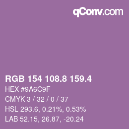 カラーコード: RGB 154 108.8 159.4 | qconv.com