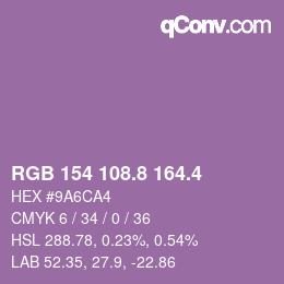 カラーコード: RGB 154 108.8 164.4 | qconv.com