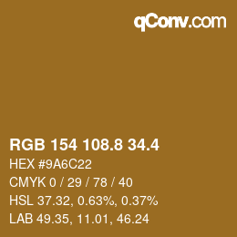 カラーコード: RGB 154 108.8 34.4 | qconv.com