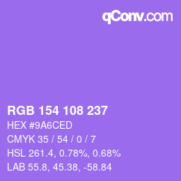 カラーコード: RGB 154 108 237 | qconv.com