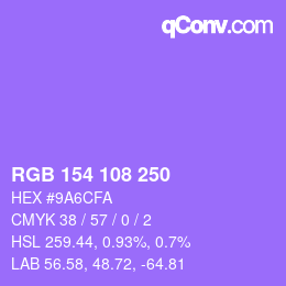 Color code: RGB 154 108 250 | qconv.com