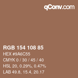 Color code: RGB 154 108 85 | qconv.com