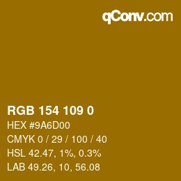 Color code: RGB 154 109 0 | qconv.com