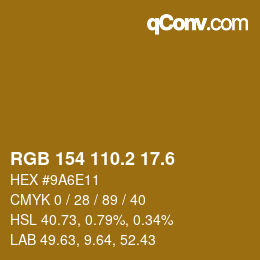 カラーコード: RGB 154 110.2 17.6 | qconv.com