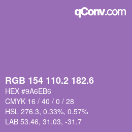 カラーコード: RGB 154 110.2 182.6 | qconv.com