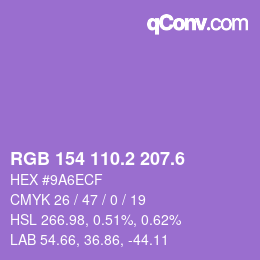 カラーコード: RGB 154 110.2 207.6 | qconv.com