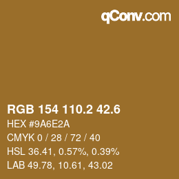 カラーコード: RGB 154 110.2 42.6 | qconv.com