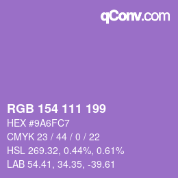 Color code: RGB 154 111 199 | qconv.com