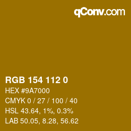Color code: RGB 154 112 0 | qconv.com