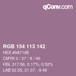 Color code: RGB 154 113 142 | qconv.com