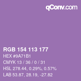 颜色代码: RGB 154 113 177 | qconv.com