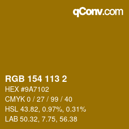 Color code: RGB 154 113 2 | qconv.com