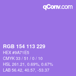 Color code: RGB 154 113 229 | qconv.com