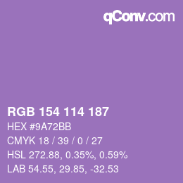 Código de color: RGB 154 114 187 | qconv.com