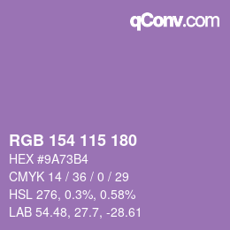 Color code: RGB 154 115 180 | qconv.com