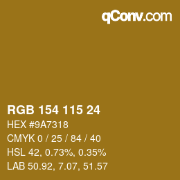 颜色代码: RGB 154 115 24 | qconv.com
