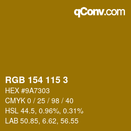 カラーコード: RGB 154 115 3 | qconv.com