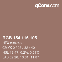 カラーコード: RGB 154 116 105 | qconv.com