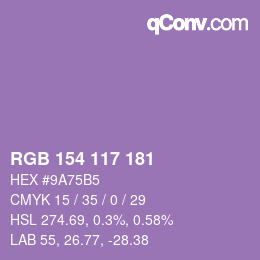 Color code: RGB 154 117 181 | qconv.com