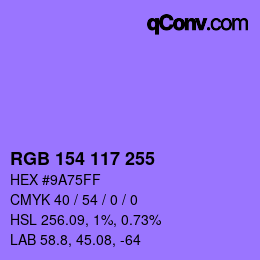 Color code: RGB 154 117 255 | qconv.com