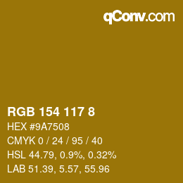 Color code: RGB 154 117 8 | qconv.com