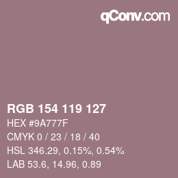 颜色代码: RGB 154 119 127 | qconv.com